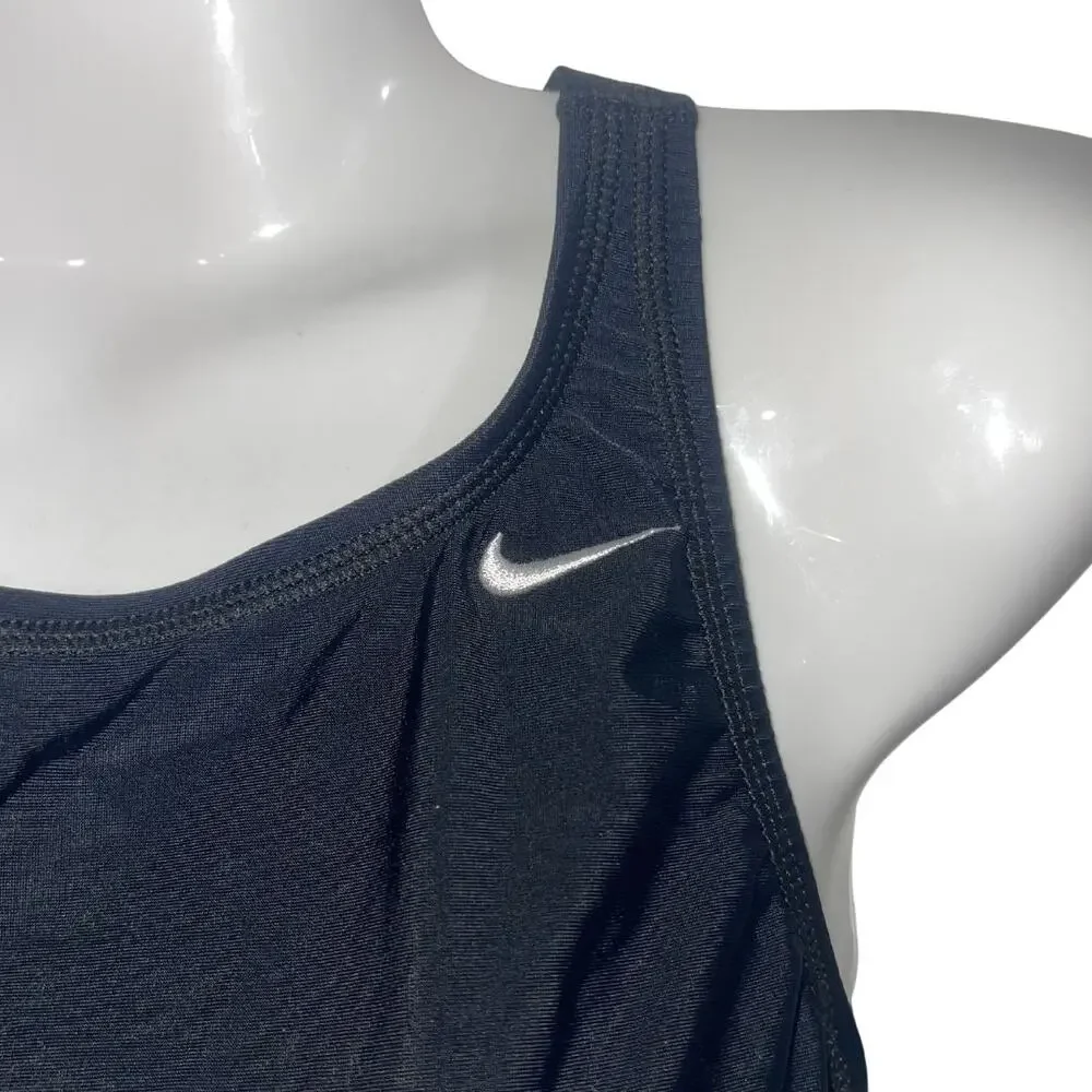 Nike Swoosh Logo Black One Piece Swimsuit Size 6 Athletic Fitness Swimming